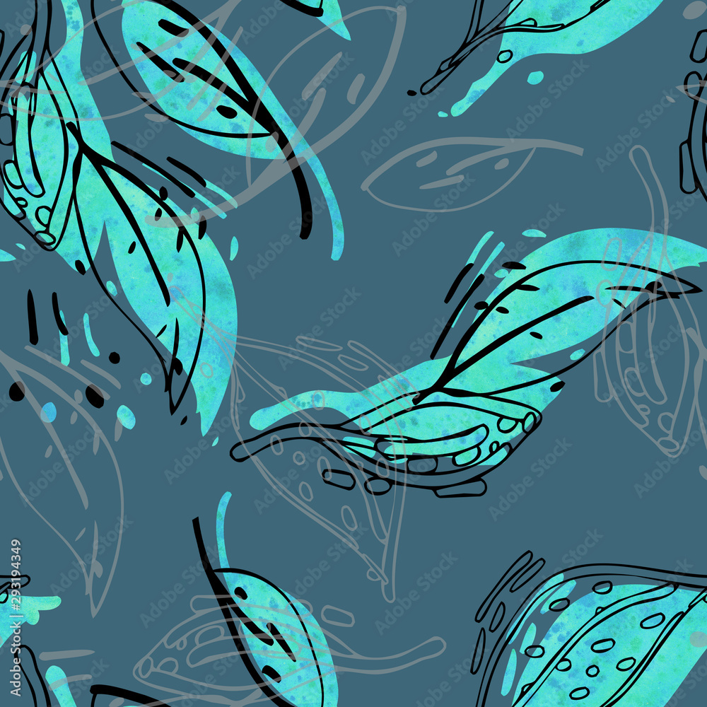 Obraz premium Stylized leaves seamless pattern.