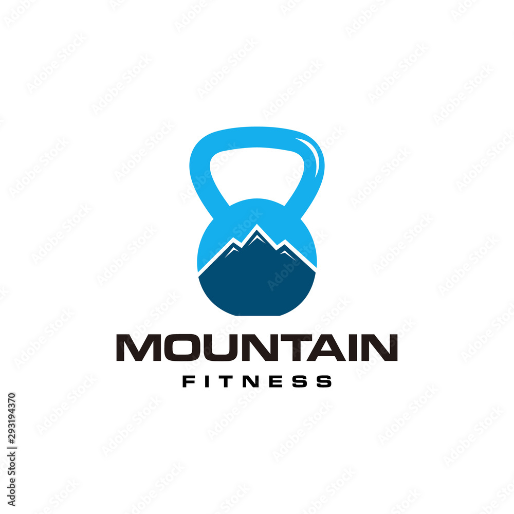 Illustration of a Kettlebell with the lower side of a high mountain.