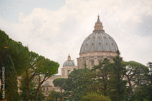 Dome of St Peters Basilica in Vatican City, Rome, Italy. Roman Catholic Church