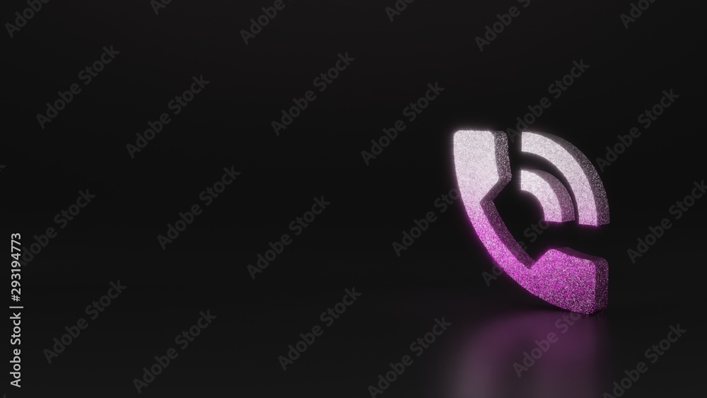 science glitter symbol of phone working indicator icon 3D rendering