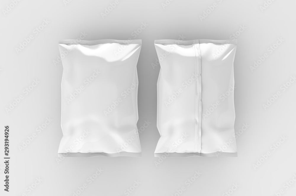 Blank Plastic Snack Package Template. 3d render illustration.