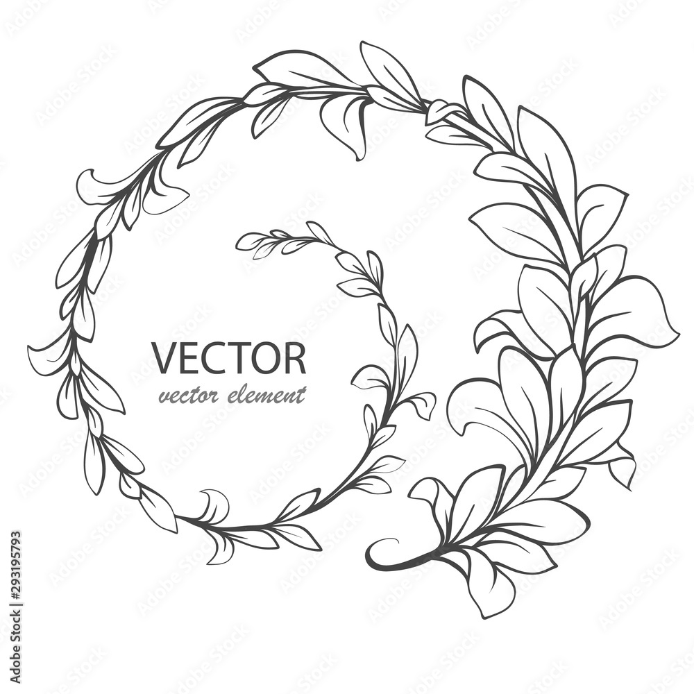Fototapeta premium Decorative ornament with leaves. Vector decorative branch.