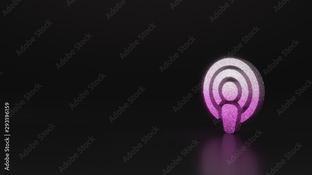 science glitter symbol of podcast icon 3D rendering science glitter symbol of podcast icon 3D rendering