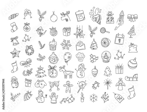Christmas doodling elements vector collection
