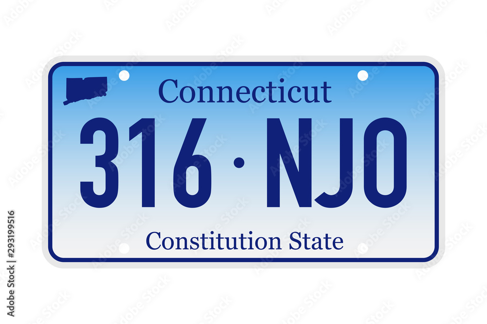 License plate Connecticut. Vector illustration on white background. License plate Connecticut. Vector illustration on white background.