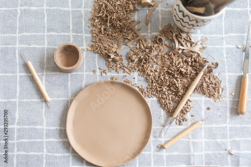 clay pottery workshop, the process of making ceramic crockery