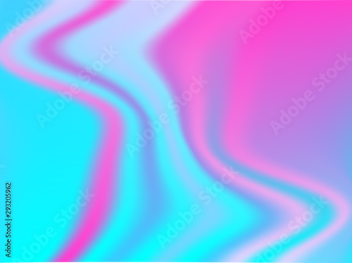 Holographic texture with iridescent neon and pastel gradient colors. Wave design. Vector illustration