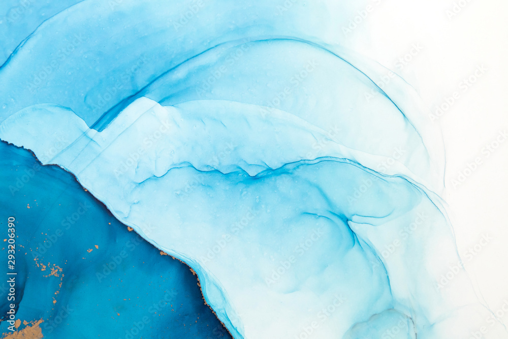 Naklejka premium Ink colors are amazingly bright, luminous, translucent, free-flowing, and dry quickly. Abstract artwork. Trendy wallpaper. Natural pattern, luxury. Art for your design project. Transparent creativity.