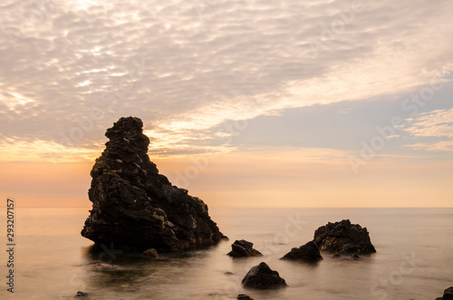 Sunrise at the Playa de las Alberquillas and Molino de Papel  Costa del Sol de M  laga   in a fantastic natural setting