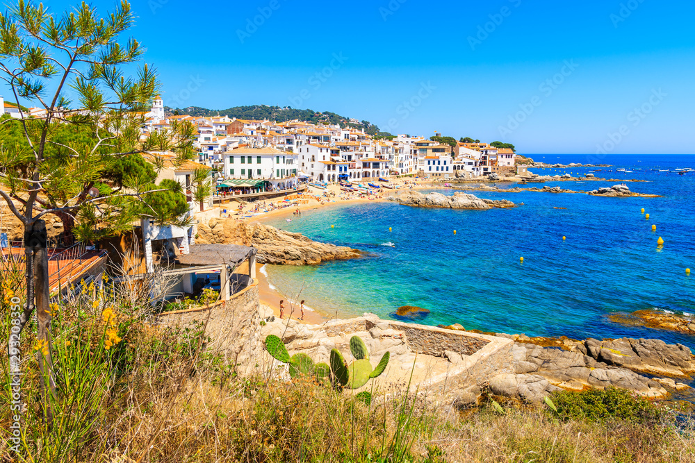 View of beautiful coast in fishing village Calella de Palafrugell, Costa Brava, Catalonia, Spain