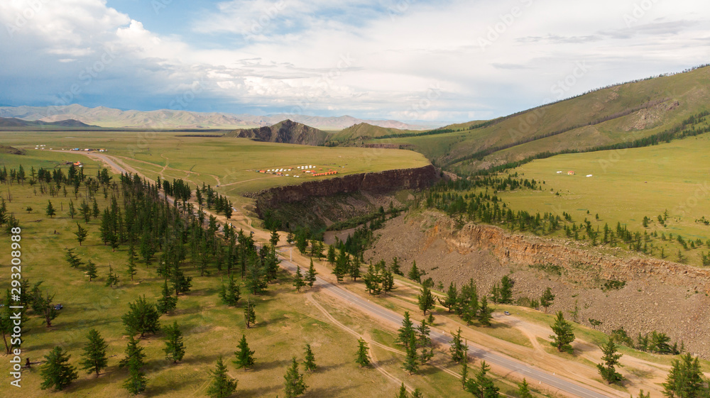 Naklejka premium Typical Mongolian landscape near Ulaanbaatar