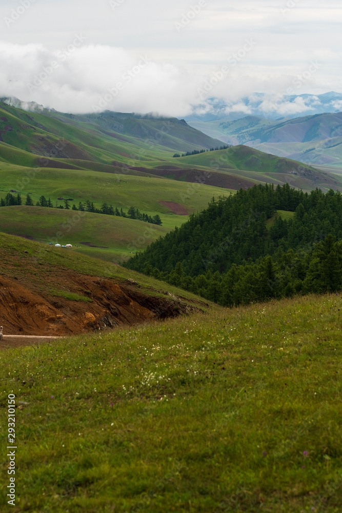 Typical Mongolian landscape near Ulaanbaatar