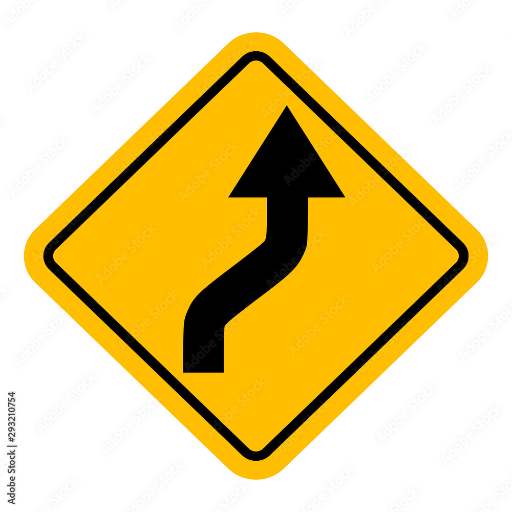 Reverse curve traffic sign vector background Reverse curve traffic sign vector background