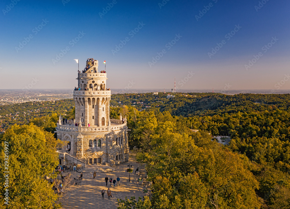 Fototapeta premium Aerial view on the Elizabeth Lookout in Budapest