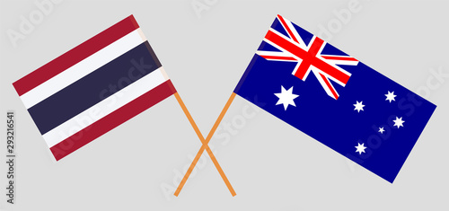 Thailand and Australia. Crossed Thai and Australian flags