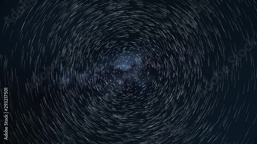 Timelapse of Moving Stars of a Trail in the Night Sky. Milky Way Galaxy. photo