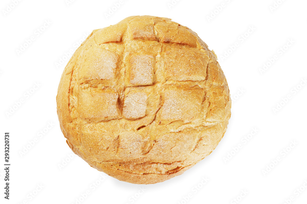 Freshly baked bread isolated on white background. Top view. Freshly baked bread isolated on white background. Top view.
