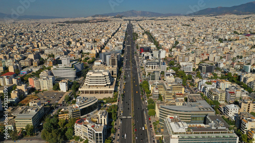 Aerial photo of famous seaside tourist area of Faliro or Phaliro in Athens riviera near Stavros Niarhos Cultural centre, Attica, Greece photo