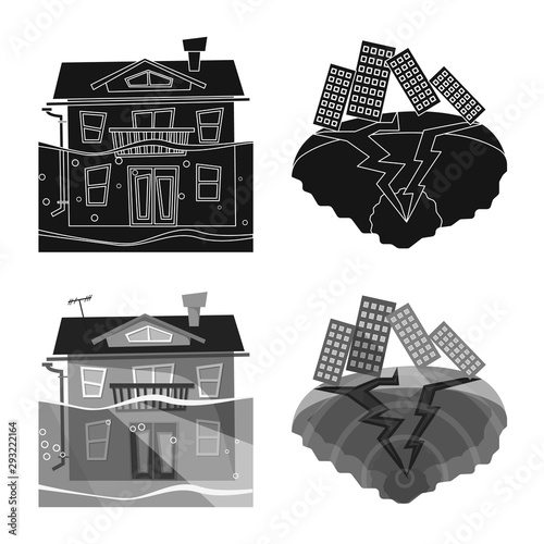 Vector design of weather and distress logo. Collection of weather and crash stock symbol for web.