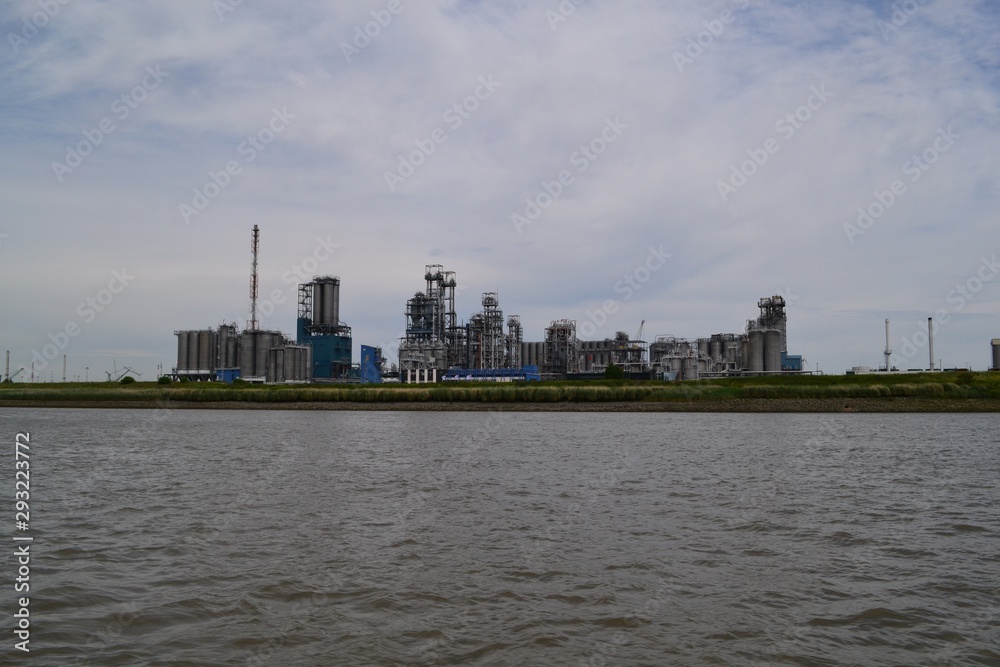 Power plant on the shore of Scheldt river, in Anvers, Belgium, Europe Power plant on the shore of Scheldt river, in Anvers, Belgium, Europe