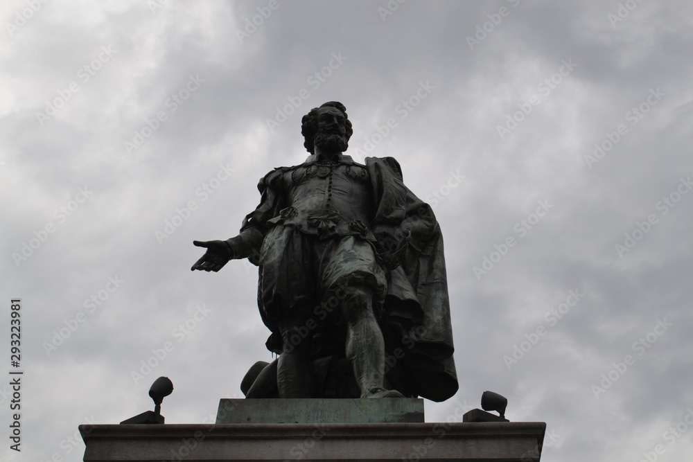 Statue of Paul Rubens (1587 - 1640), in Groenplaats, historic square in Antwerp (Anvers), Belgium