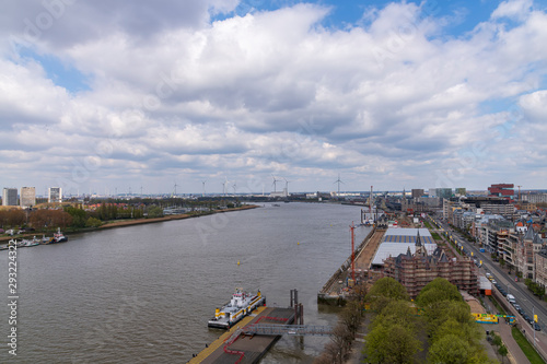 Aerial view of rive Scheld, Antwerp, Belgium 2019 photo