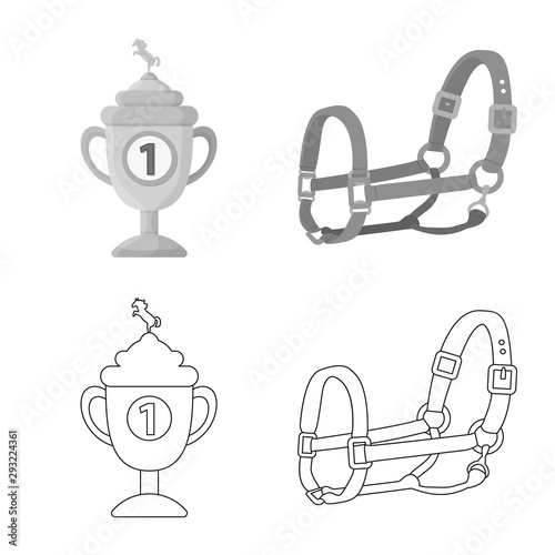 Vector illustration of equipment and riding sign. Collection of equipment and competition stock vector illustration.