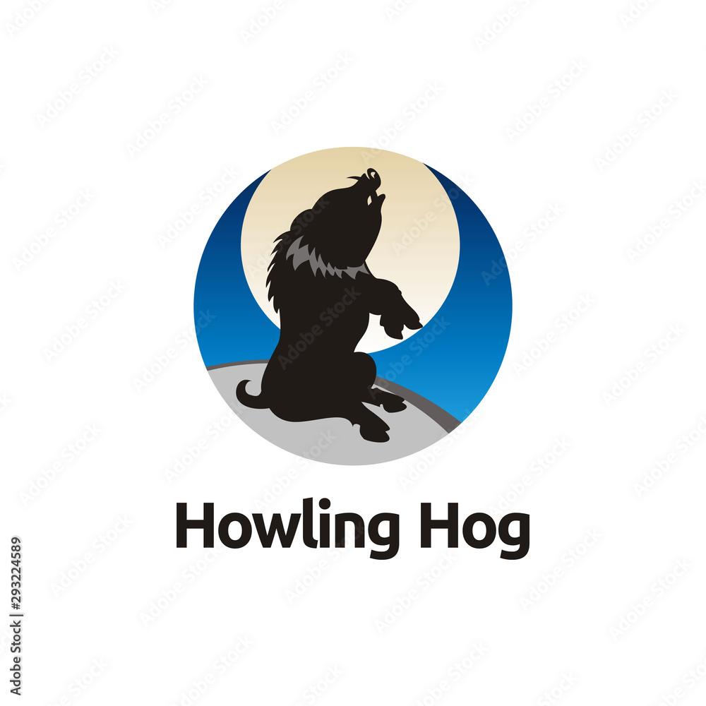 Howling Hog Pig Javelina warthog logo illustration Howling Hog Pig Javelina warthog logo illustration