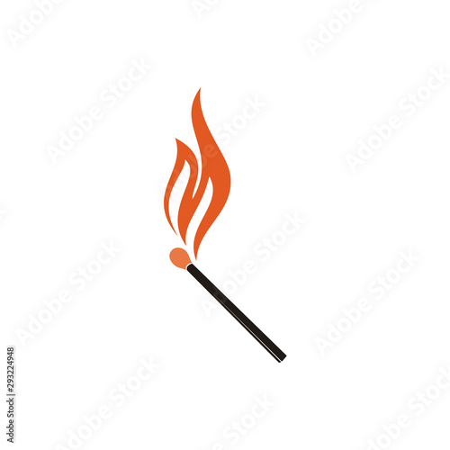 Single matchstick with fire flame  © Enola99d