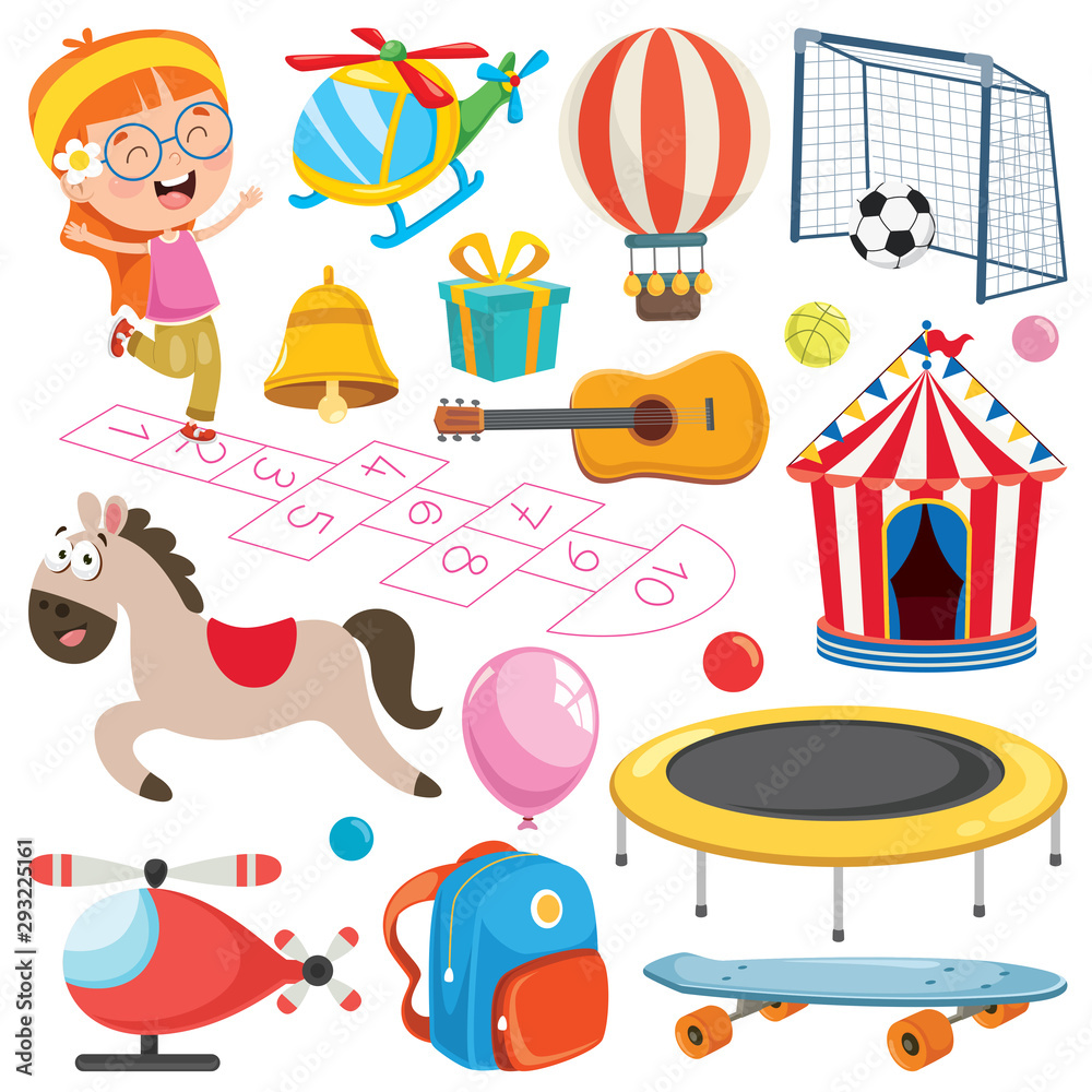 Collection Of Colorful Toys And Objects Collection Of Colorful Toys And Objects