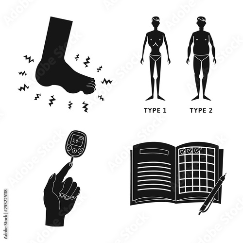 Vector illustration of healthcare and medicine icon. Set of healthcare and diabetes stock vector illustration.