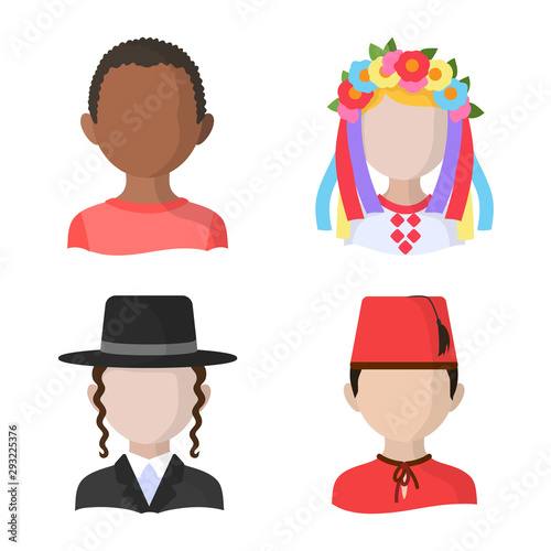 Vector illustration of nation and race symbol. Collection of nation and user stock vector illustration.