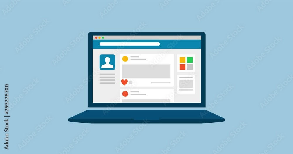 Social media page on a laptop Social media page on a laptop