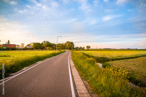 pathway between fields pastures agrivultural landscape photo photo