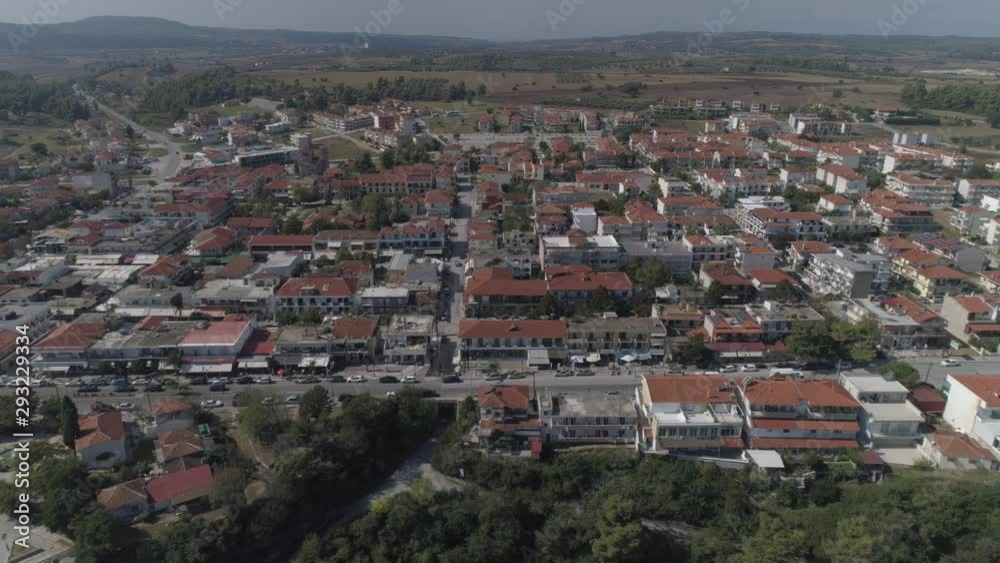 Aerial view of Kallithea village. During the summer, Kallithea is the most popular village in Halkidiki, Greece. 4K Aerial view of Kallithea village. During the summer, Kallithea is the most popular village in Halkidiki, Greece. 4K