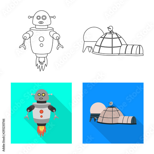 Isolated object of astronomy and technology logo. Set of astronomy and sky stock vector illustration.