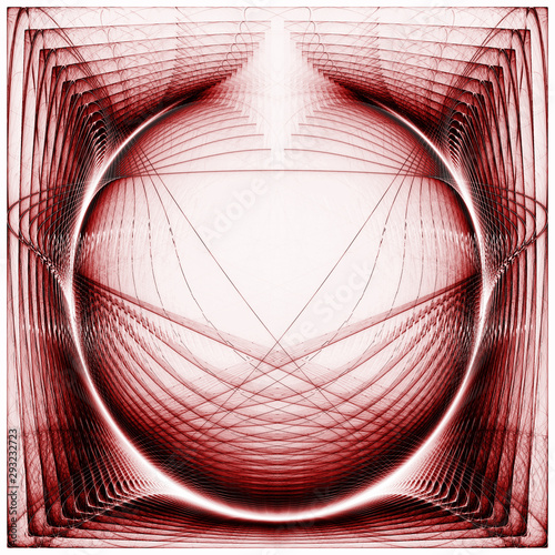 Red geometric spherical object