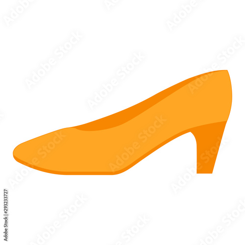 Pumps yellow flat color icon. Woman stylish formal footwear design. Female casual stacked kitten heels, luxury modern court shoes. Fashionable ladies clothing accessory. Vector silhouette illustration