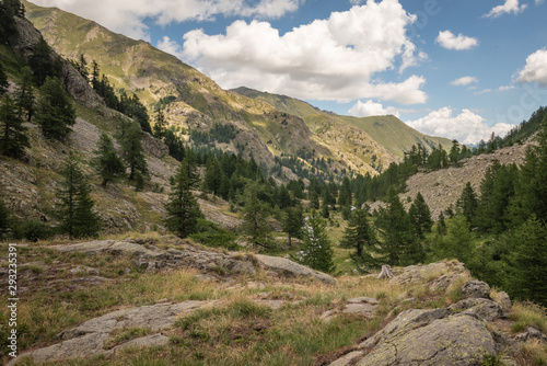 French Alps, Valley of Miracles, pristine nature. National Nature Park of France Mercantour