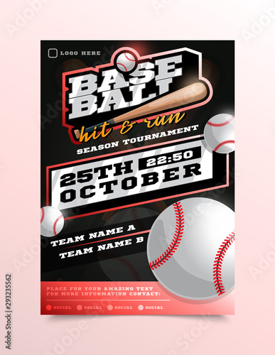 Photography Baseball Sport Flyer Vector