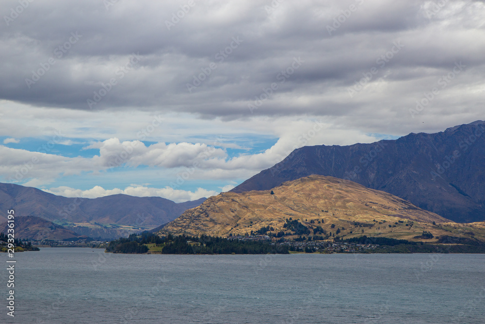 View of lake Wakatipu from a boat, Queenstown, Otago, New Zealand