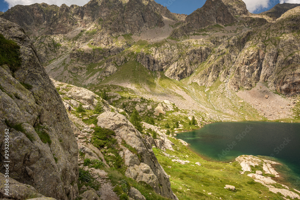 French Alps, Valley of Miracles, mountain lakes, pristine nature. Mercantour National Park