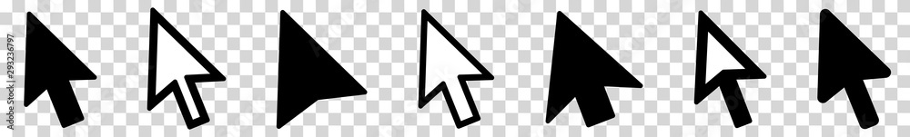 Cursor | Mouse Arrow Icon | Computer Mouse Pointer | Isolated Transparent | Click Variations - obrazy, fototapety, plakaty 