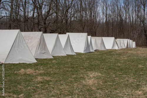Vászonkép Row of White Tents for Revolutionary War Reenacting