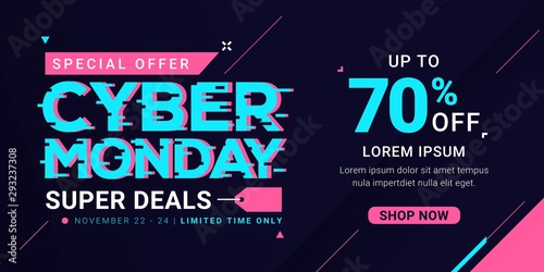 Cyber Monday sale banner template for business promotion vector illustration