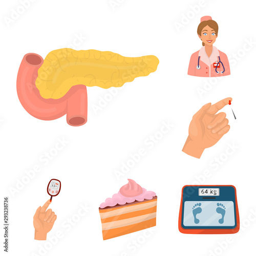 Vector illustration of mellitus and diabetes sign. Set of mellitus and diet stock symbol for web.
