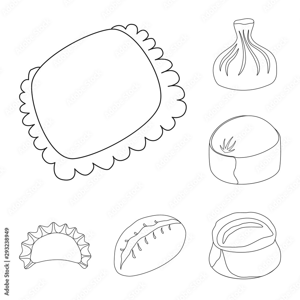 Isolated object of food and dish logo. Set of food and cooking stock vector illustration.