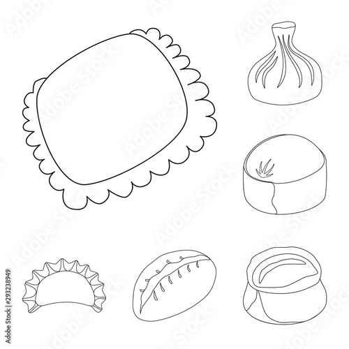 Isolated object of food and dish logo. Set of food and cooking stock vector illustration.