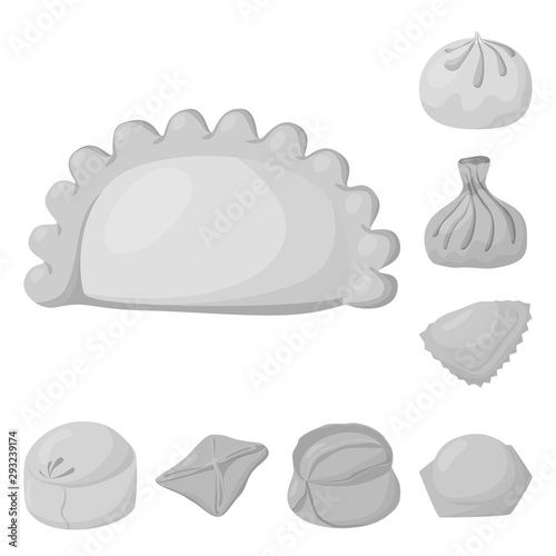 Vector design of dumplings and stuffed symbol. Collection of dumplings and dish vector icon for stock.