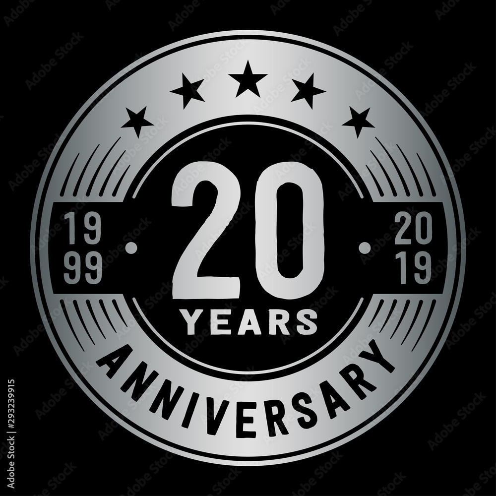 20 years anniversary logo template. Twenty years logo. Vector and illustration.